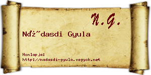 Nádasdi Gyula névjegykártya